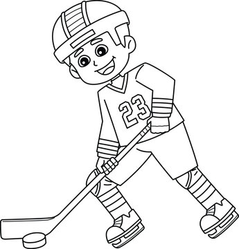 recommend clip art: Ice Hockey Boy Player Dribbling Isolated Coloring 