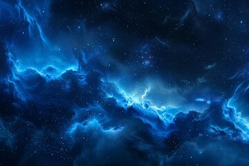 Obraz premium A Stunning View of a Star-Filled Night Sky With Vibrant Blue Cosmic Clouds Illuminating the Universe