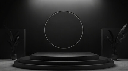 Elegant Black Presentation Podium for Black Friday Sales Promotions