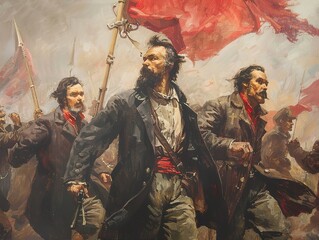 The Courage of Revolution: A Historical Painting of Soldiers in Battle