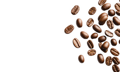Obraz premium Rich and Aromatic Coffee Beans Scattered Across a Black Surface: A Captivating Visual Feast for Coffee Lovers and Enthusiasts Who Appreciate the Art of Brewed Perfection.