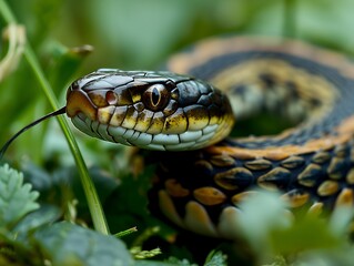 Fototapeta premium Close-up of a Snake in the Grass