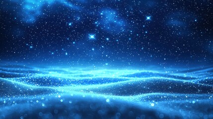 A serene ocean scene illuminated by stars, creating a tranquil, dreamlike atmosphere.