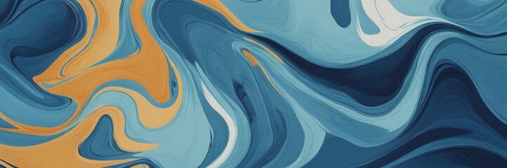 Abstract Blue and Cyan Liquid Waves Background