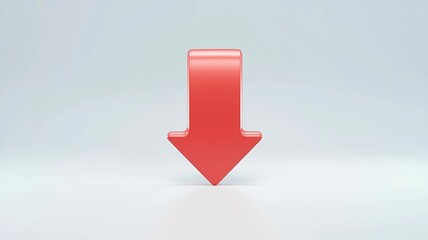 red arrow point down downward download decline on a white background