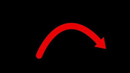 glowing red color arrow illustration with black background.