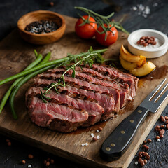 grilled steak with vegetables