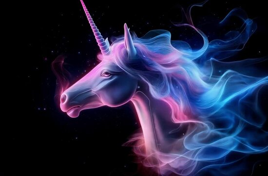 Majestic and Ethereal Unicorn with Dreamy Colors in Cosmic Background, Emitting Magic and Light, Capturing the Essence of Fantasy and Wonder in a Vibrant Display