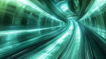 A green tunnel with a green line running through it
