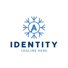 Initial A Ice Snowflake Simple Icon Modern Business Creative Design Template Logo
