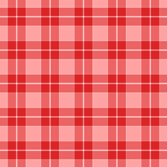 Plaid repeat pattern in red and white.Checkered tartan gingham seamless pattern. Geometric graphic vector illustration background design for fabric and prints.