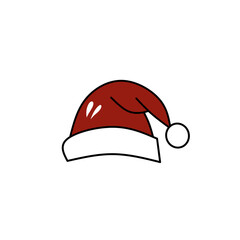 Red Christmas Santa Claus hat isolated on white background.