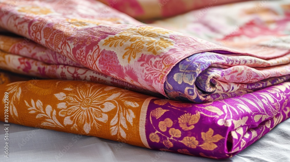 Poster colorful textiles with intricate patterns