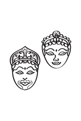 Traditional wayang mask indonesia culture illustration for kids coloring book and learning project