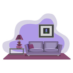 The interior of the living room on a white background.Vector illustration of the situation in the room.