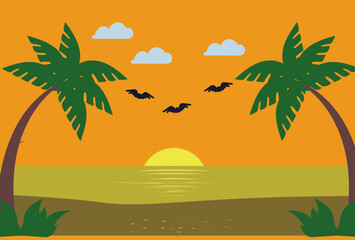 Sunset Concept Illustration Stylish and Beautiful