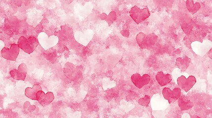Obraz premium Soft pink and white watercolor hearts blended into a seamless pattern.