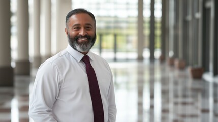 Confident south asian middle-aged male politician in professional attire for leadership and governance representation