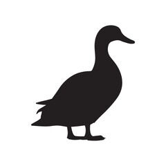 Duck icon. Duck black silhouette isolated on white background. Vector illustration, Domestic and wild ducks.