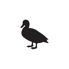 Duck icon. Duck black silhouette isolated on white background. Vector illustration, Domestic and wild ducks.