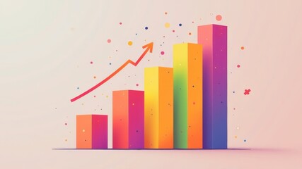 Fototapeta premium A vibrant 3D bar chart icon depicting growth and success. perfect for presentations. infographics
