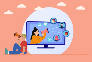 Online Marketing Concept Illustration Stylish and Beautiful