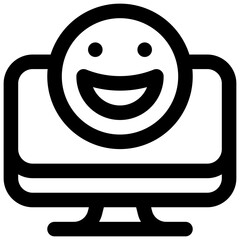 Virtual volunteering. Editable stroke vector icon.