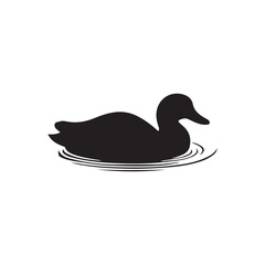 Duck icon. Duck black silhouette isolated on white background. Vector illustration, Domestic and wild ducks.