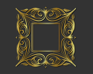 Golden Floral Frame on Dark Background , vector illustration design.