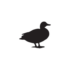 Duck icon. Duck black silhouette isolated on white background. Vector illustration, Domestic and wild ducks.