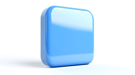 Blank Mobile application icon, button - blue square with round corners. 3d rendering, white background
