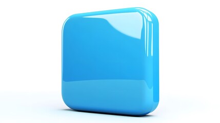 Blank Mobile application icon, button - blue square with round corners. 3d rendering, white background