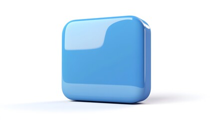 Blank Mobile application icon, button - blue square with round corners. 3d rendering, white background