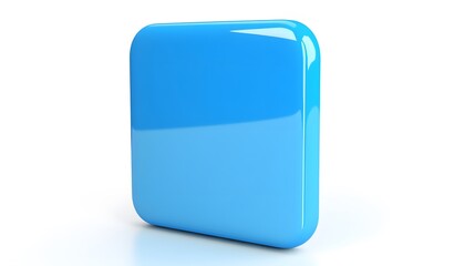 Blank Mobile application icon, button - blue square with round corners. 3d rendering, white background