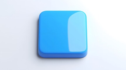 Blank Mobile application icon, button - blue square with round corners. 3d rendering, white background