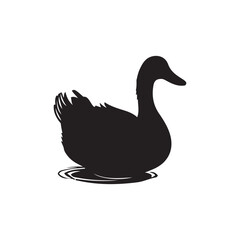 Duck icon. Duck black silhouette isolated on white background. Vector illustration, Domestic and wild ducks.