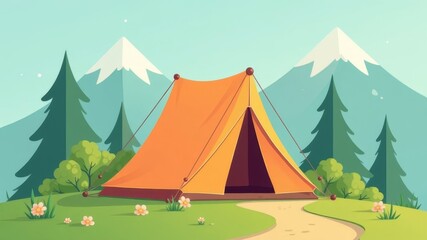 Simple tent in cartoon style. Perfect for illustrating camping, outdoor activities