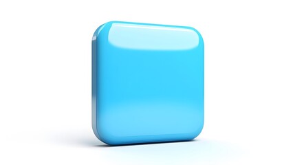 Blank Mobile application icon, button - blue square with round corners. 3d rendering, white background