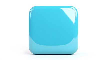 Blank Mobile application icon, button - blue square with round corners. 3d rendering, white background