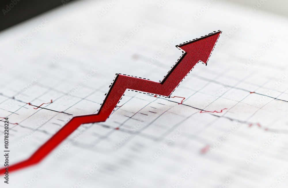 Poster red arrow up on financial graph chart