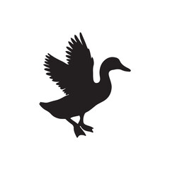 Duck icon. Duck black silhouette isolated on white background. Vector illustration, Domestic and wild ducks.