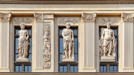 Fototapeta premium Intricate architectural details of building facade showcasing ornate design and craftsmanship