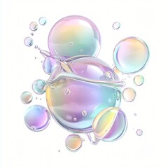 Abstract Iridescent Bubbles  Oil in Water  Liquid Art  Colorful   D Rendering