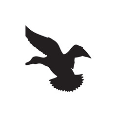 Duck icon. Duck black silhouette isolated on white background. Vector illustration, Domestic and wild ducks.