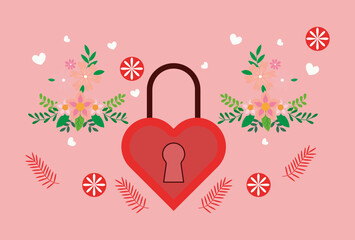 Wedding Padlock Concept Illustration Stylish and Beautiful