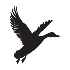 Duck icon. Duck black silhouette isolated on white background. Vector illustration, Domestic and wild ducks.