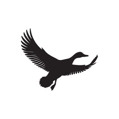Duck icon. Duck black silhouette isolated on white background. Vector illustration, Domestic and wild ducks.