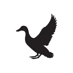 Duck icon. Duck black silhouette isolated on white background. Vector illustration, Domestic and wild ducks.