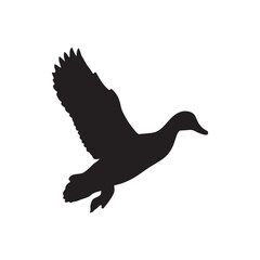 Duck icon. Duck black silhouette isolated on white background. Vector illustration, Domestic and wild ducks.