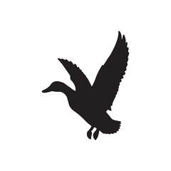 Duck icon. Duck black silhouette isolated on white background. Vector illustration, Domestic and wild ducks.